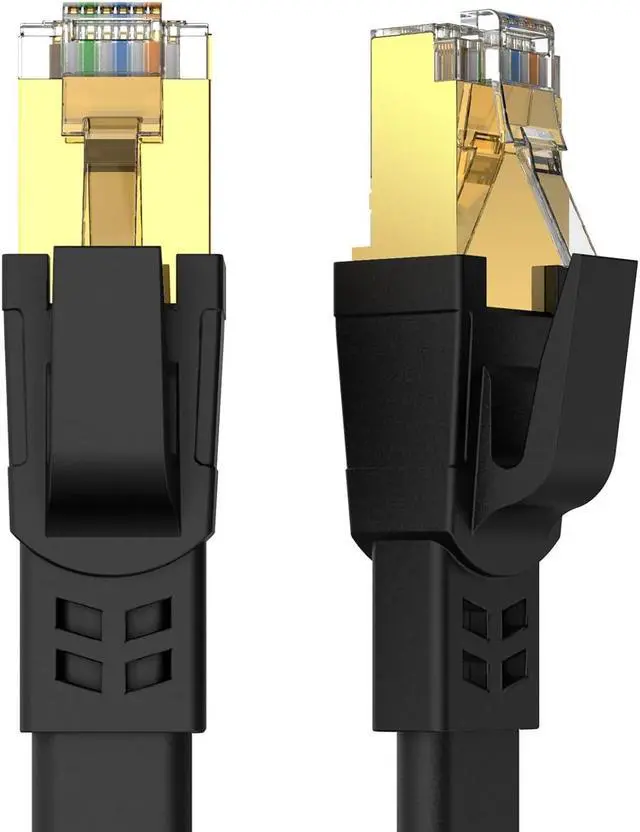 Main image of Cat8 Ethernet Cable 50-FT Gigabit RJ45 LAN Wire High-Speed Patch Cord with Clips for Gaming, Switch, Modem, Router (Black) 50 ft.