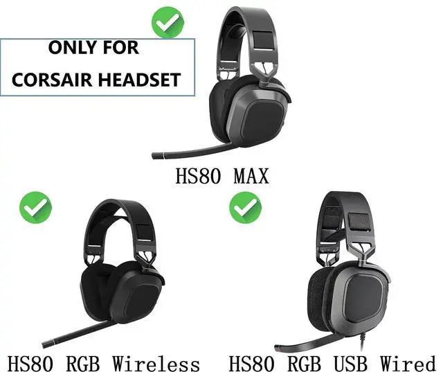 Alt view image 3 of 4 - Upgrade Earpads Cover Replacement for Corsair HS80 Max/HS80 USB Wired/HS 80 RGB Wireless Gaming Headphones Ear Pads Cushions Soft Protein Leather Earmuffs with Noise Isolation Foam