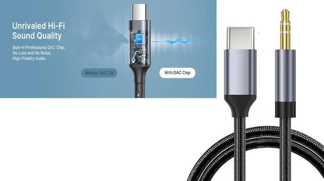 Alt view image 4 of 5 - USB-C to 3.5mm Auxiliary Audio Cable 5FT Universal Compartible Nylon Braid Heavy Duty  (Not Support Microphone)