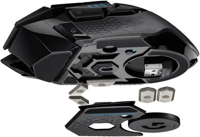 Alt view image 5 of 6 - Logitech G502 Lightspeed Wireless Gaming Mouse with Hero 25K Sensor, PowerPlay Compatible, Tunable Weights and Lightsync RGB - Black