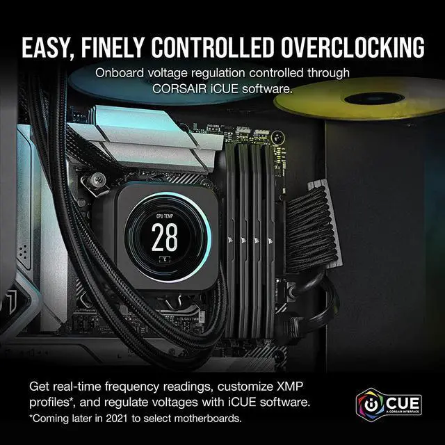 Alt view image 4 of 7 - Corsair Vengeance DDR5 64GB (2x32GB) 5200MHz C40 Intel Optimized Desktop Memory (Onboard Voltage Regulation, Custom XMP 3.0 Profiles, Compact Form-Factor, Solid Aluminum Heatspreader) Black