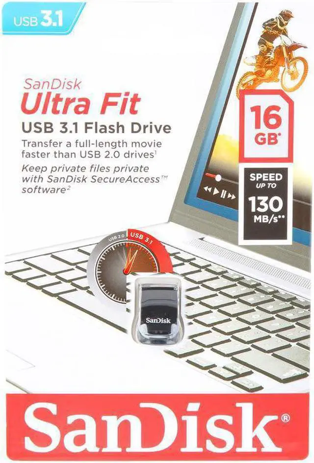 Alt view image 3 of 3 - Sandisk 16GB Ultra Fit USB 3.1 Flash Drive, Speed Up to 130MB/s (SDCZ430-016G-G46)