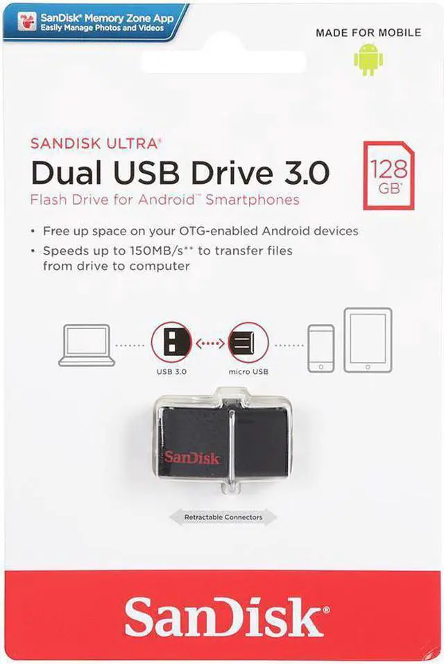 Alt view image 3 of 3 - SanDisk 128GB Ultra Dual OTG USB 3.0 Flash Drive, Speed Up to 150MB/s (SDDD2-128G-GAM46)