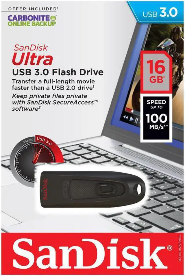 Alt view image 2 of 2 - SanDisk 16GB CZ48 USB 3.0 Flash Drive, Speed Up to 100MB/s (SDCZ48-016G-UAM46)