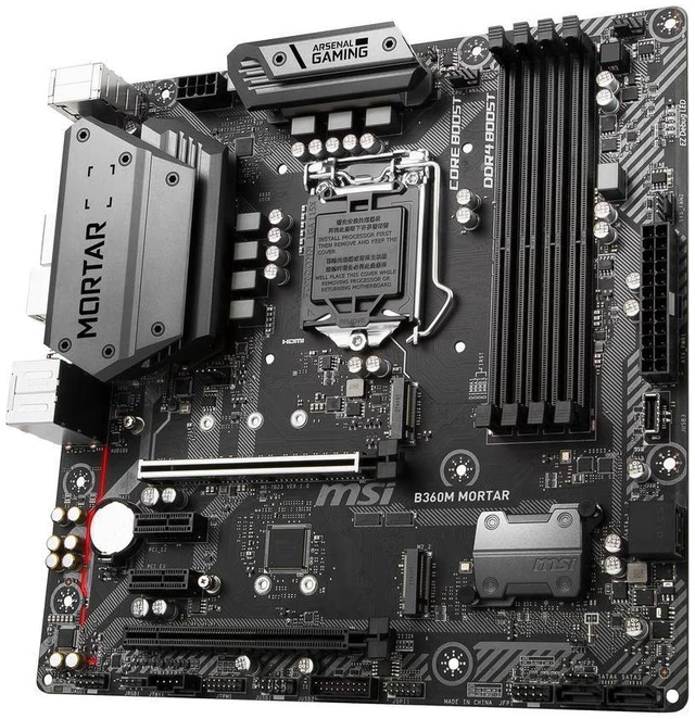 Alt view image 2 of 5 - MSI Arsenal Gaming Intel Coffee Lake B360 LGA 1151 DDR4 Onboard Graphics CFX Micro ATX Motherboard (B360M Mortar)