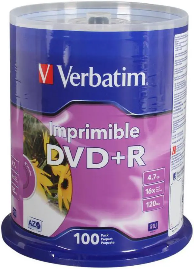 Main image of Verbatim DVD+R 4.7GB 16X Branded White Inkjet, 100pk Spindle