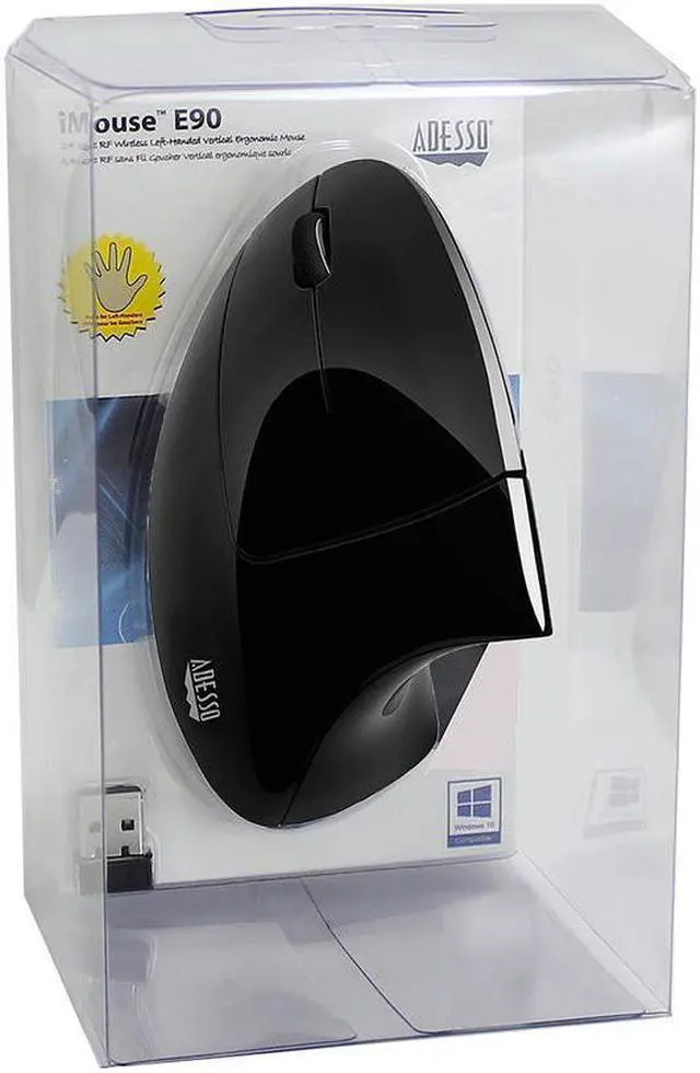 Alt view image 3 of 3 - Adesso iMouse E90 Wireless Left-Handed Vertical Ergonomic Mouse