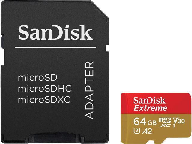 Alt view image 3 of 5 - SanDisk 64GB Extreme microSDXC UHS-I/U3 A2 Memory Card with Adapter, Speed Up to 160MB/s