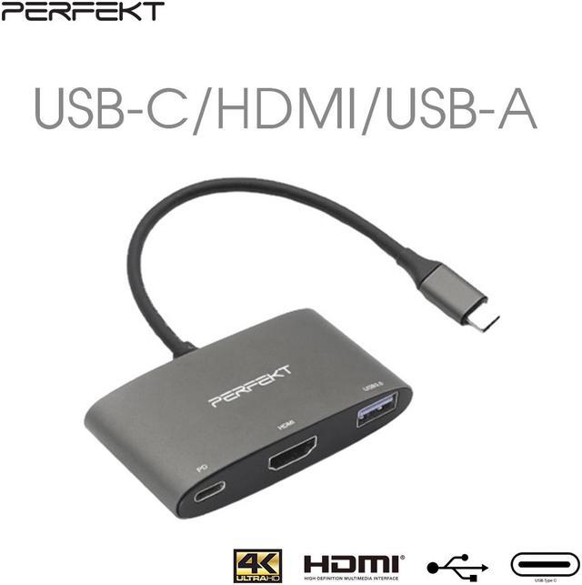 3-in-1 Type C to HDMI Multiport Adapter, Type C Hub with USB 3.0 +