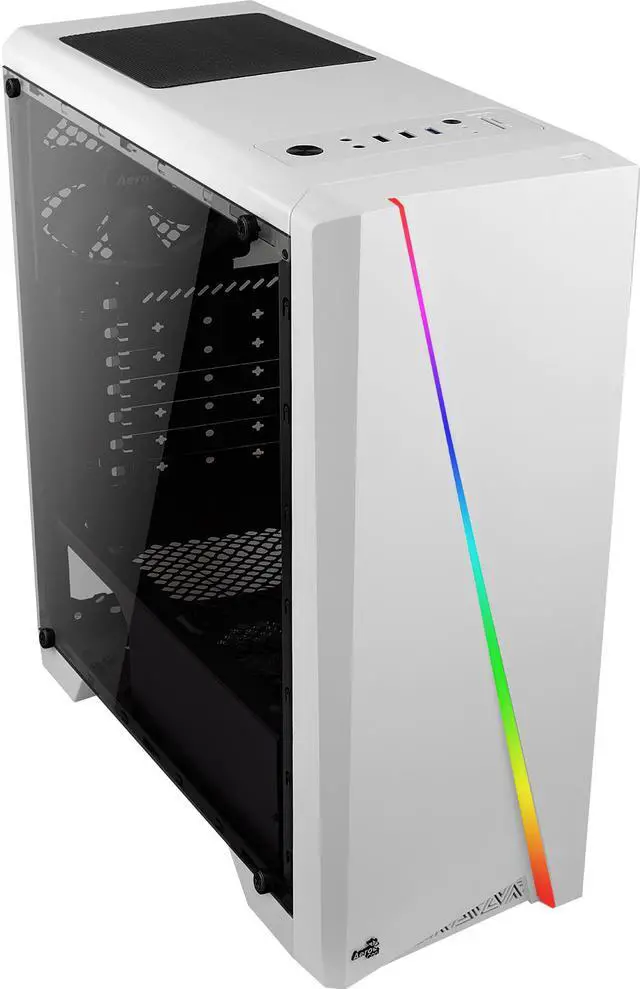 Alt view image 3 of 16 - AeroCool Mid Tower case Cylon White RGB with built-in Card Reader.
