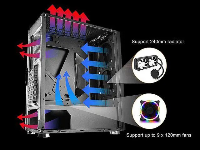 Alt view image 2 of 8 - Bgears b-Draco5907 Tempered Glass Side Mid Tower Case with RGB LED Front Panel