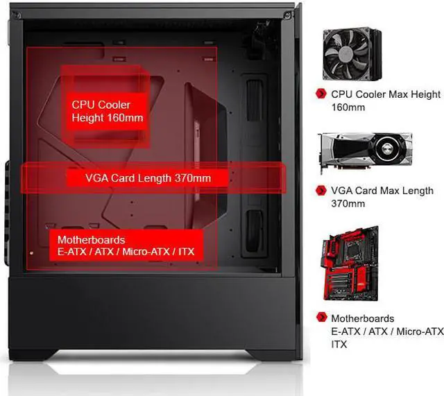 Alt view image 3 of 7 - BGears b-Voguish Full Tempered Glass Dual Chamber layout Mid Tower case