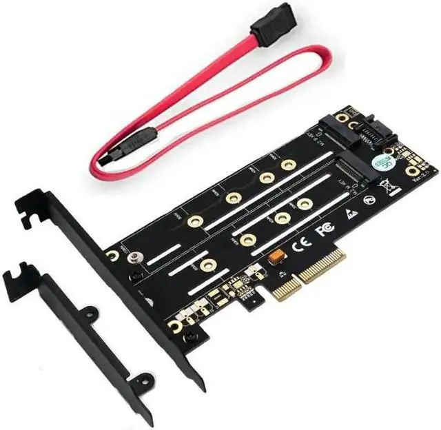 Alt view image 6 of 6 - M.2 SSD NVME M Key+B Key M.2 SATA to PCI-e 3.0 4X Host Controller Expansion Card with bracket/ SATA Cable for desktops