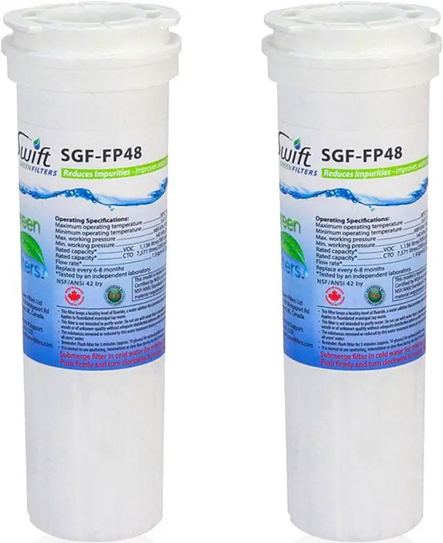 Main image of Swift Green Filters SGF-FP48 Compatible for 836848,WF296,EFF6017,67003662 Refrigerator Water Filter (2 Pack),Made in USA