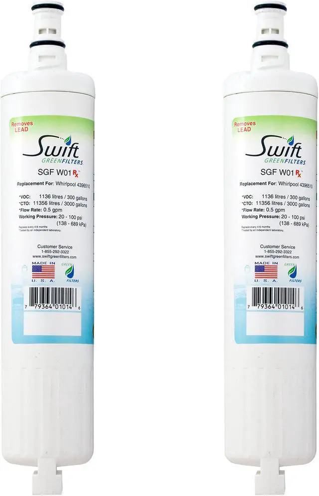 Main image of Swift Green Filters SGF-W01 Rx Compatible for 4396508,4396510,EDR5RXD1,46-9010 Pharmaceuticals Refrigerator water Filter (2 Pack),Made in USA