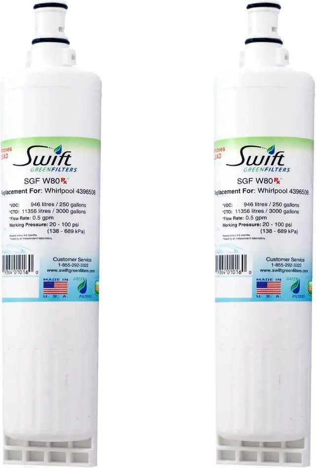 Main image of Swift Green Filters SGF-W80 Rx Compatible for 4396508,4396510,EDR5RXD1,FILTER 5 Pharmaceuticals Refrigerator water Filter (2 Pack),Made in USA