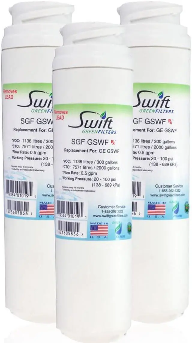 Main image of Swift Green Filters SGF-GSWF Rx Compatible Pharmaceuticals Refrigerator Water Filter for GE GSWF Kenmore 46-9914, EFF-6023A, Made in USA