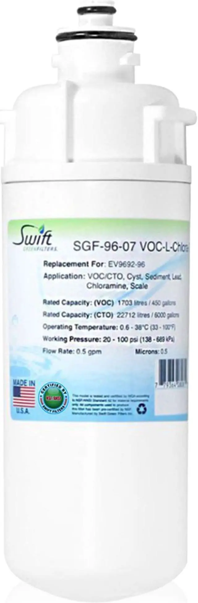 Alt view image 2 of 7 - Swift Green Filters SGF-96-07 VOC-L-Chlora-S Compatible Commercial Water Filter for EV9692-96, Made in USA (1 Pack).