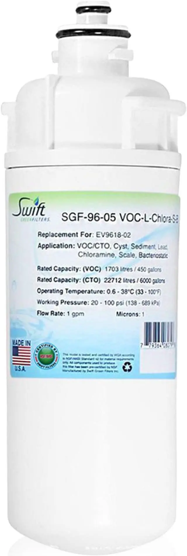 Alt view image 2 of 7 - Swift Green Filters SGF-96-05 VOC-L-Chlora-S-B Compatible Commercial Water Filter for EV9617-06,EV9617-22,EV9618-36, Made in USA