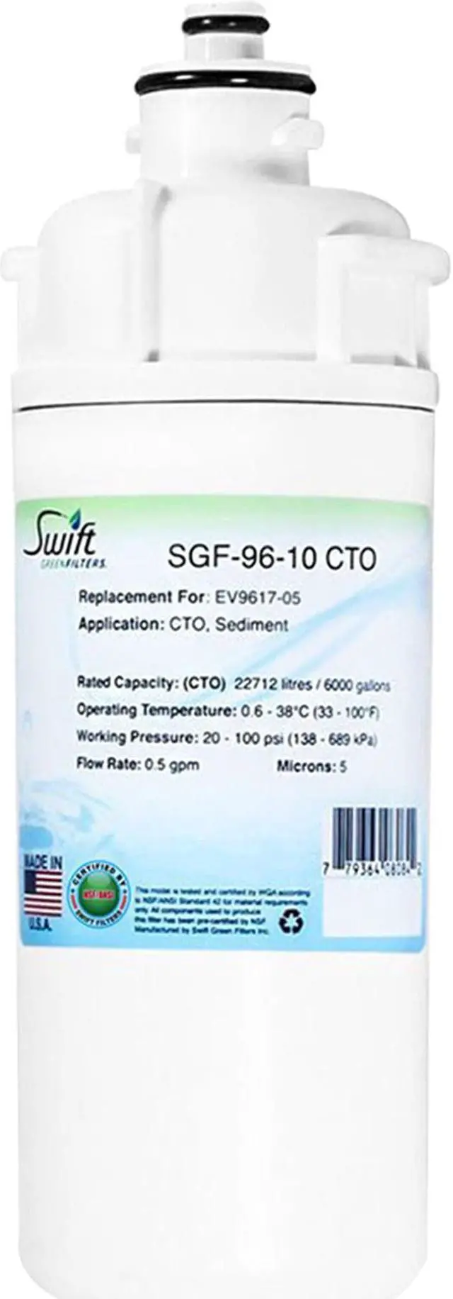 Alt view image 2 of 2 - Everpure EV9617-05 Filter Replacement SGF-96-10 CTO by Swift Green Filters