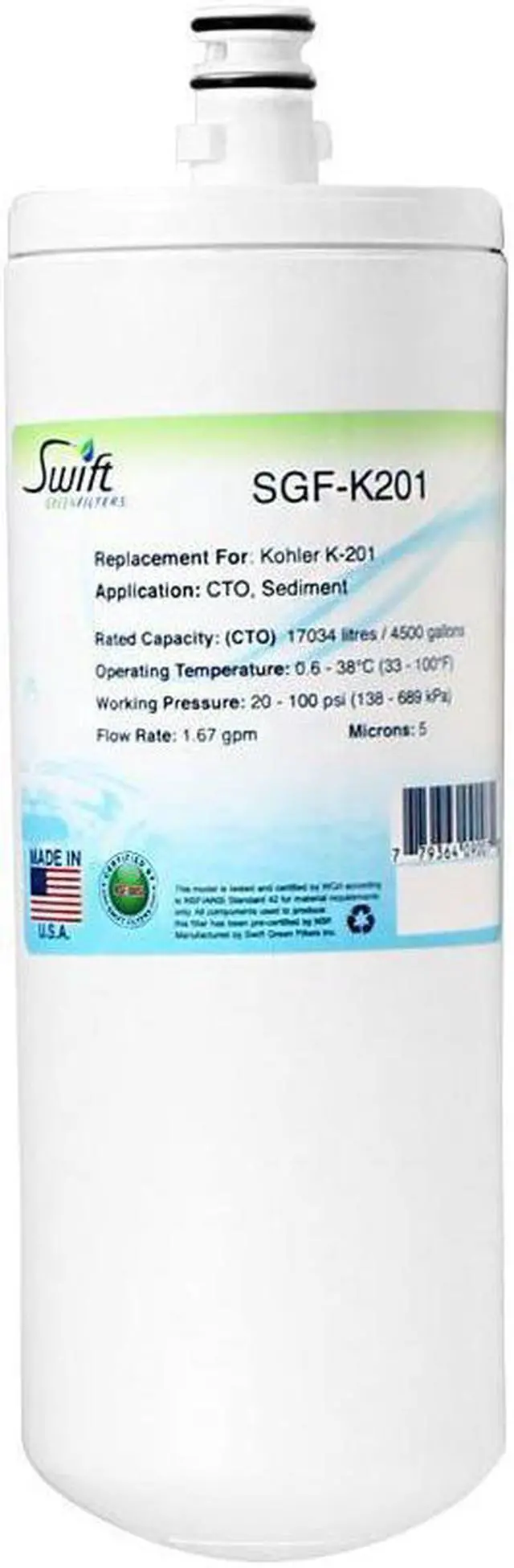 Alt view image 2 of 6 - Swift Green Filters Kohler K-201 Water Filter Replacement for SGF-K201 - White, 1 Pack, Home Improvement