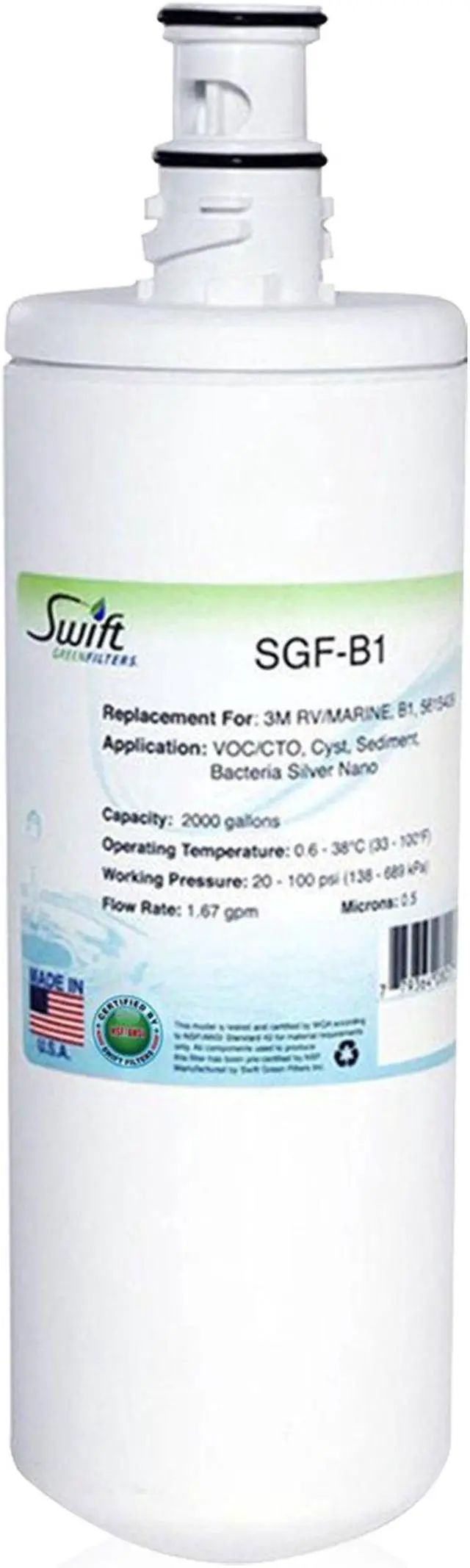 Alt view image 2 of 6 - Swift Green Filters SGF-B1 Compatible Commercial Water Filter for 3M/RV MARINE,  B1, 5615409 , Made in USA