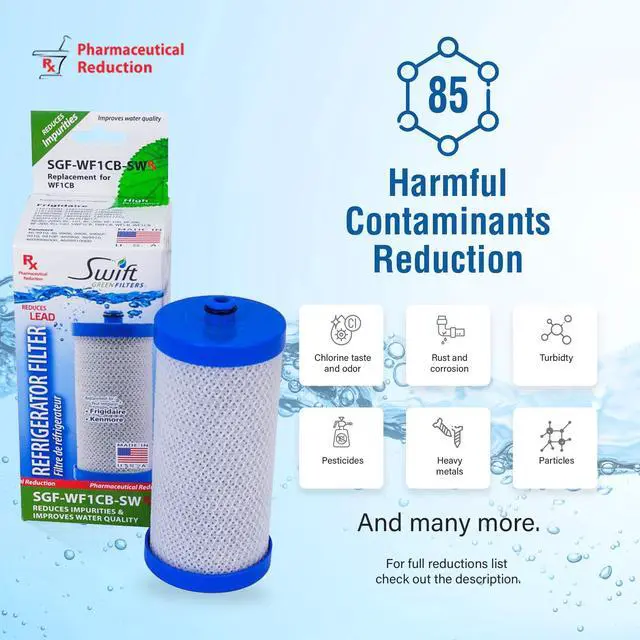 Alt view image 4 of 7 - Swift Green Filters SGF-WF1CB Rx Compatible Pharmaceuticals Refrigerator Water Filter for WFCB, WF1CB, 240394501, NGRG-2000, RF-100, RG-100, 218710901, 218710902, Made in USA