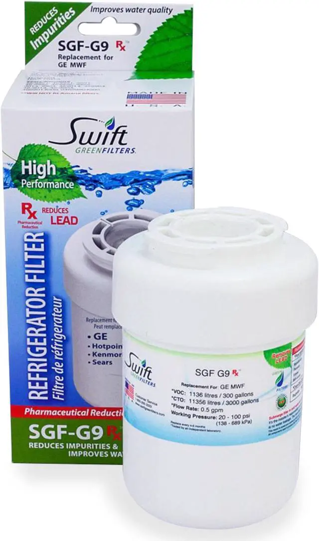 Alt view image 2 of 7 - Swift Green Filters SGF-G9 Rx Compatible Pharmaceuticals Refrigerator Water Filter for MWF, MWFA, WF-287,WF287, 469991, Made in USA