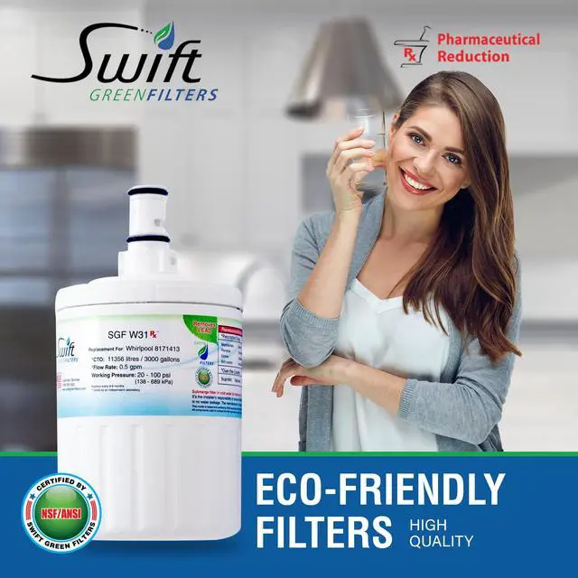 Alt view image 4 of 7 - Swift Green Filters SGF-W31 Rx Compatible Pharmaceuticals Refrigerator Water Filter for 8171413, EDR8D1, 46-9002, Made in USA