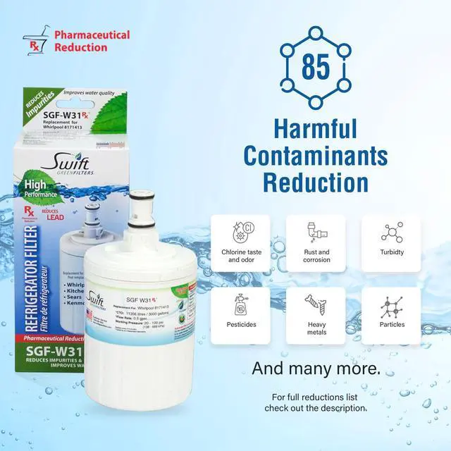 Alt view image 5 of 7 - Swift Green Filters SGF-W31 Rx Compatible Pharmaceuticals Refrigerator Water Filter for 8171413, EDR8D1, 46-9002, Made in USA
