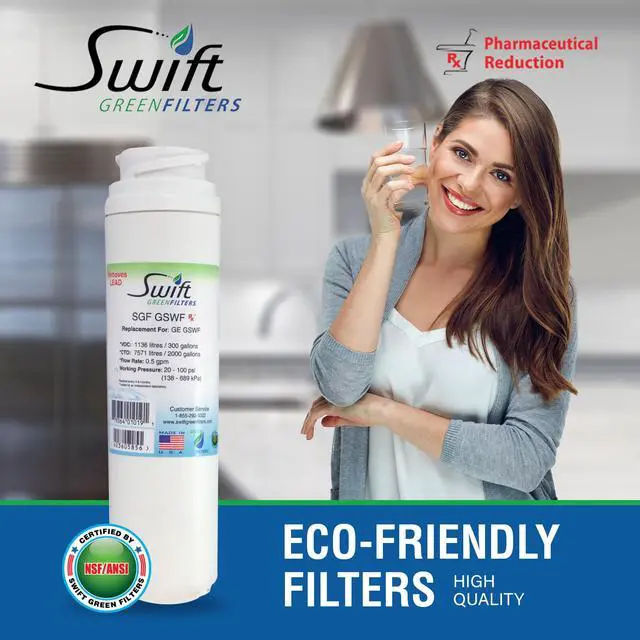 Alt view image 4 of 7 - Swift Green Filters SGF-GSWF Rx Compatible Pharmaceuticals Refrigerator Water Filter for GE GSWF Kenmore 46-9914, EFF-6023A, Made in USA