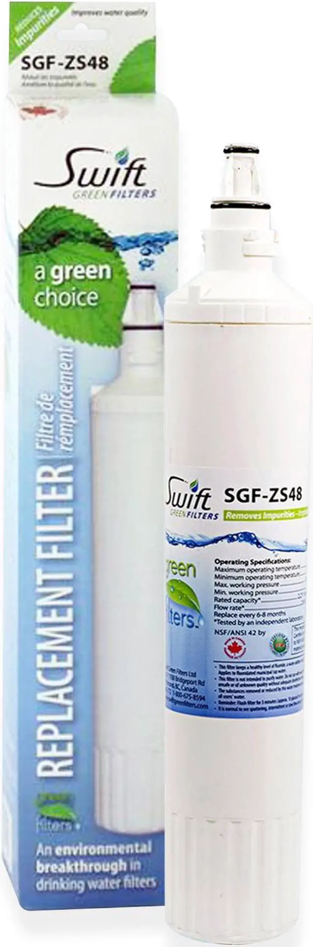 Alt view image 2 of 7 - Swift Green Filters SGF-ZS48 Compatible Refrigerator Water Filter for Sub-Zero 4204496, 4290510, 4204490, EWF-8003A, Pro 48, Made in USA