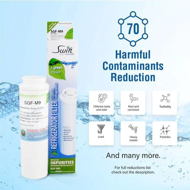 Alt view image 5 of 7 - Swift Green Filters SGF-M9 Compatible Refrigerator Water Filter for UKF8001, EDR4RXD1, FILTER 4, EFF-6007A, 46-9005, 46-9006, CLCH101, Made in USA