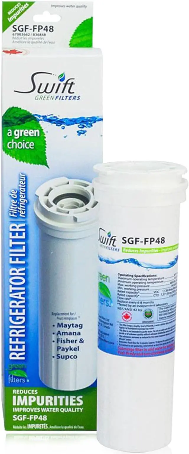 Alt view image 2 of 7 - Swift Green Filters SGF-FP48 Compatible Refrigerator Water Filter for 836848, WF296, EFF6017, 67003662, Made in USA