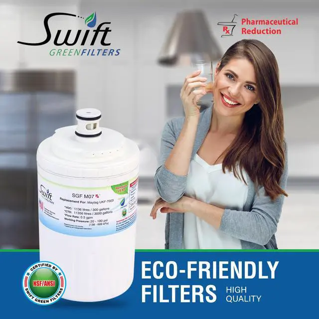 Alt view image 4 of 7 - Swift Green Filters SGF-M07 Rx Compatible Pharmaceuticals Refrigerator Water Filter for UKF7003, UKF7001, EDR7D1, Filter 7, Made in USA
