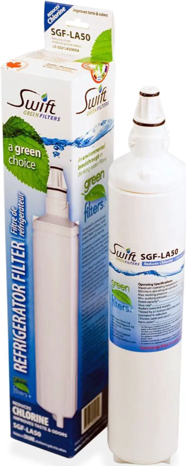 Alt view image 2 of 7 - Swift Green Filters SGF-LA50 Compatible Refrigerator Water Filter for LG LT600P, 5231JA2006A, 46-9990,EFF-6003A, EFF-6004A, Made in USA