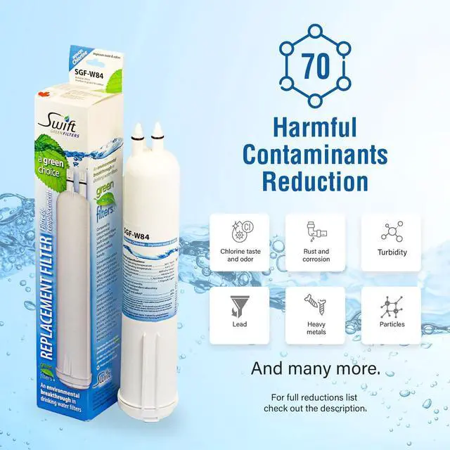 Alt view image 2 of 7 - Swift Green Filters SGF-W84 Compatible Refrigerator Water Filter for 4396841, 4396710, EDR3RXD1, EFF-6016A, EFF-6008A, EDR3RXD1, Made in USA (3 Pack)
