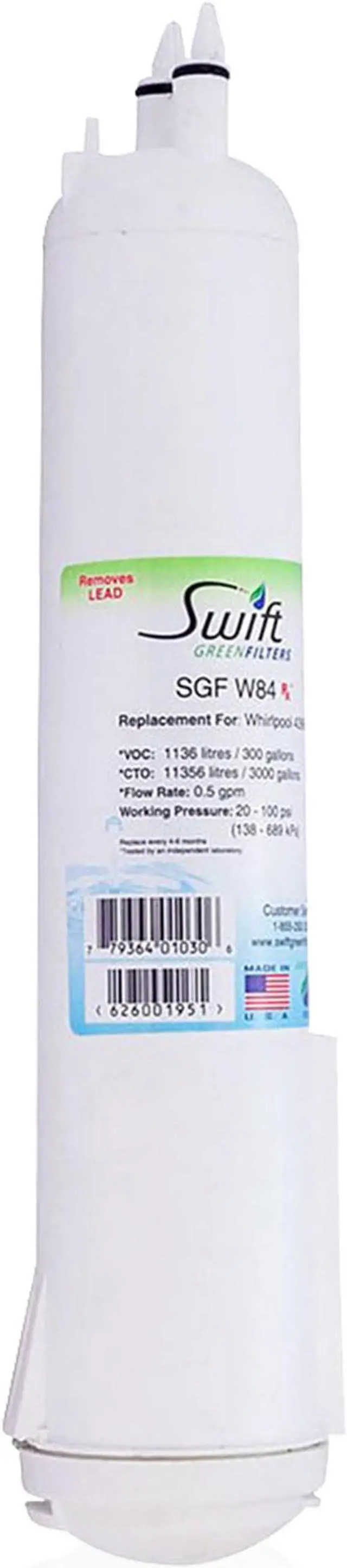 Main image of Swift Green Filters SGF-W84 Rx Compatible Pharmaceuticals Refrigerator Water Filter for 4396841, 4396710, EDR3RXD1, EFF-6016A, EFF-6008A, EDR3RXD1, Made in USA