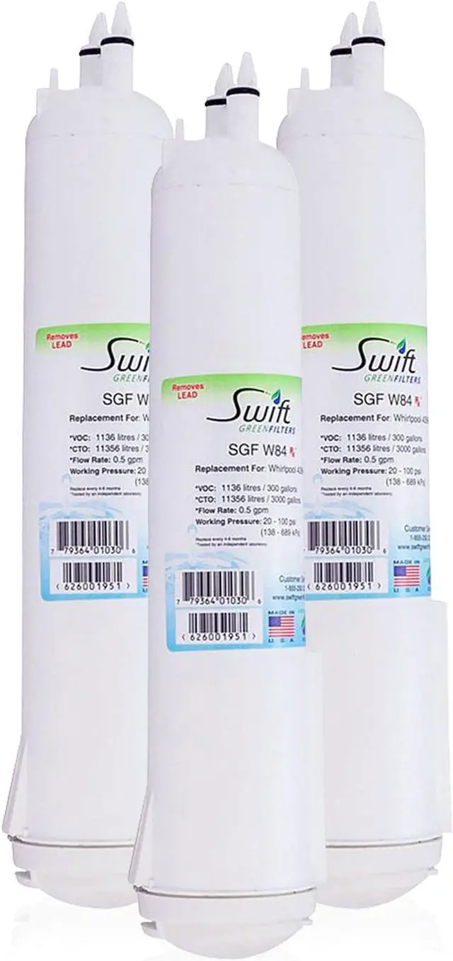 Main image of Swift Green Filters SGF-W84 Rx Compatible Pharmaceuticals Refrigerator Water Filter for 4396841, 4396710, EDR3RXD1, EFF-6016A, EFF-6008A, EDR3RXD1, Made in USA (3 Pack)