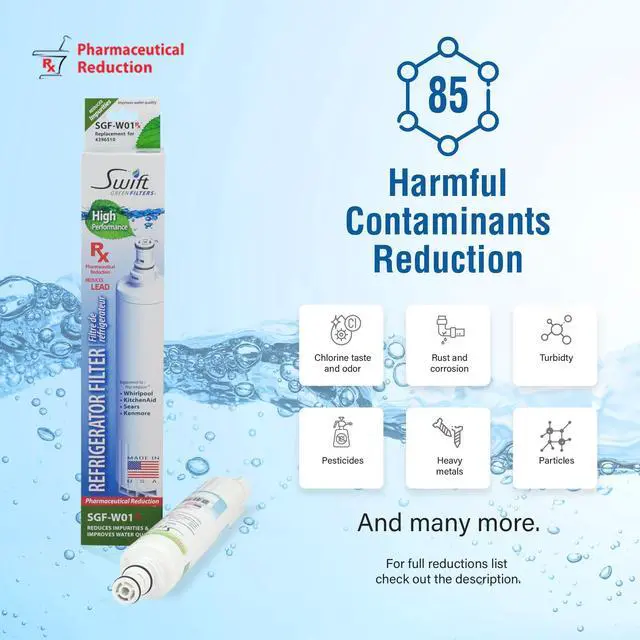 Alt view image 5 of 7 - Swift Green Filters SGF-W01 Rx Compatible Pharmaceuticals Refrigerator Water Filter for 4396508, 4396510, EDR5RXD1, Made in USA (3 Pack).