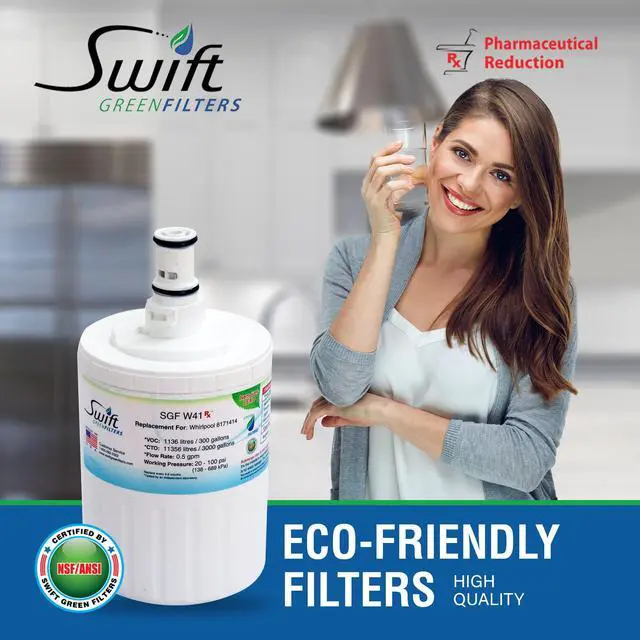Alt view image 3 of 7 - Swift Green Filters SGF-W41 Rx Compatible Pharmaceuticals Refrigerator Water Filter for EDR8D1, FILTER 8, 46-9002, 8171413, 8171414 Made in USA (3 Pack).