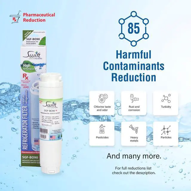Alt view image 4 of 7 - Swift Green Filters SGF-BO90 Rx Compatible Pharmaceuticals Refrigerator Water Filter for 644845, BORPLFTR10 and EFF-6025A, Made in USA (3 Pack).