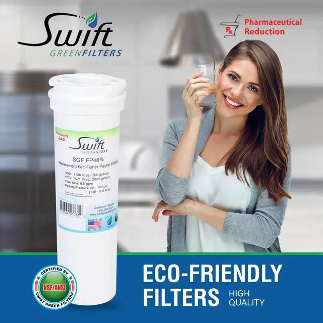 Alt view image 3 of 7 - Swift Green Filters SGF-FP48 Rx Compatible Pharmaceuticals Refrigerator Water Filter for 836848, WF296, EFF6017, 67003662, Made in USA (3 Pack).