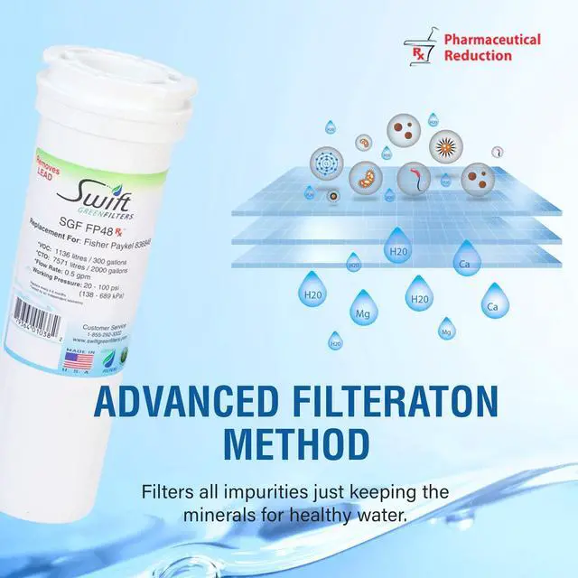 Alt view image 6 of 7 - Swift Green Filters SGF-FP48 Rx Compatible Pharmaceuticals Refrigerator Water Filter for 836848, WF296, EFF6017, 67003662, Made in USA (3 Pack).