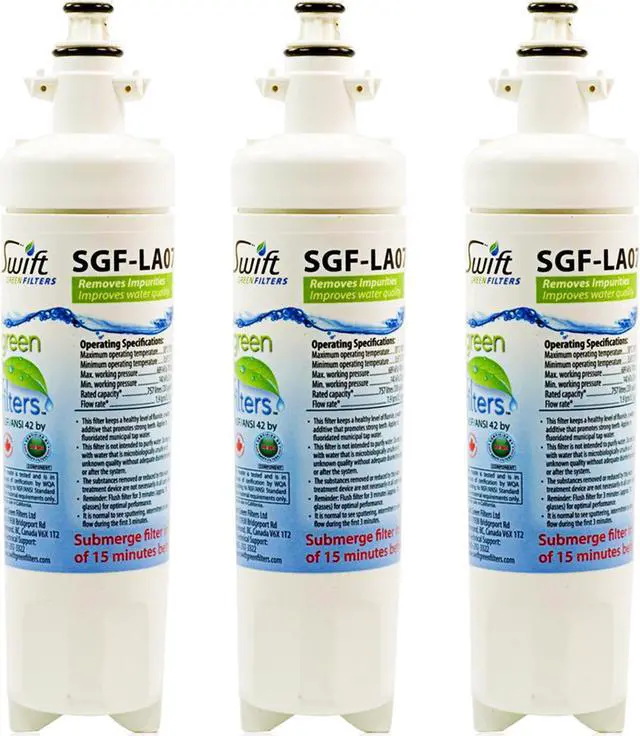 Main image of Swift Green Filters SGF-LA07 Compatible Refrigerator Water Filter for LG LT700-P, 46-9690, ADQ36006102, ADQ36006101,EFF-6032A, PH21410, Made in USA (3 Pack).