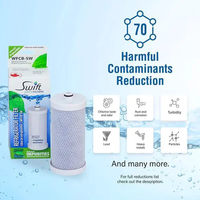 Alt view image 2 of 7 - Swift Green Filters SGF-WFCB Compatible Refrigerator Water Filter for WFCB, WF1CB, 240394501, NGRG-2000, RF-100, RG-100, Made in USA  (3 Pack).