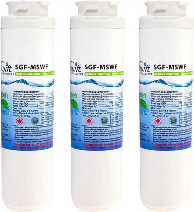 Main image of Swift Green Filters SGF-MSWF Compatible Refrigerator Water Filter for GE MSWF, MSWF3PK, MSWFDS, EFF-6022A, 101820A, Made in USA (3 Pack).