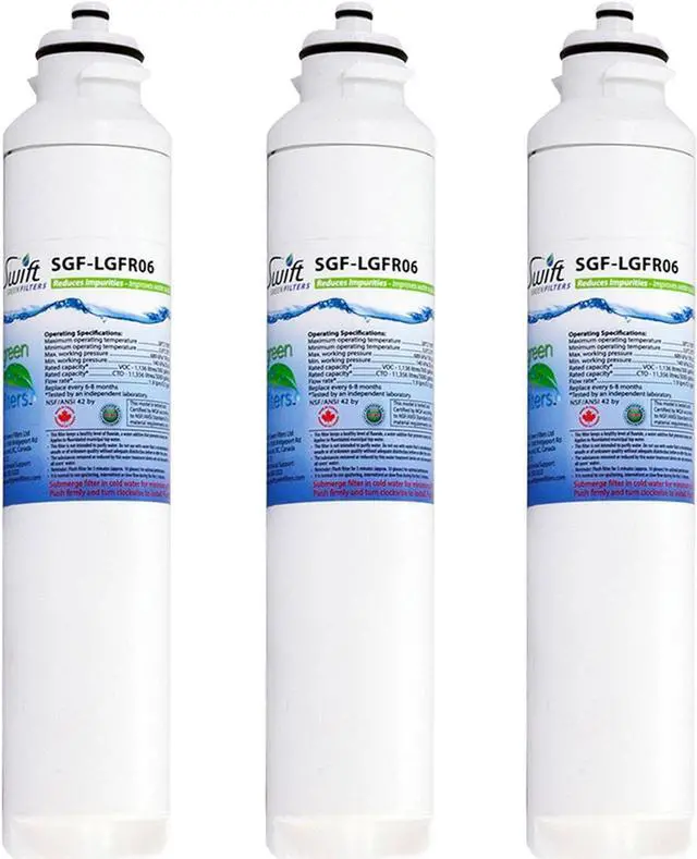 Main image of Swift Green Filters SGF-LGFR06 Compatible Refrigerator Water Filter for LG M7251242FR-06, M7251252FR-06, M7251253-06 Made in USA (3 Pack).