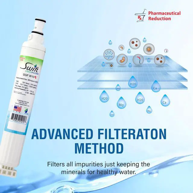 Alt view image 6 of 7 - Swift Green Filters SGF-W10 Rx Compatible Pharmaceuticals Refrigerator Water Filter for 4396701, EDR6D1, FILTER 6, 46-9915, CLCH125, EFF-6001A, Made in USA