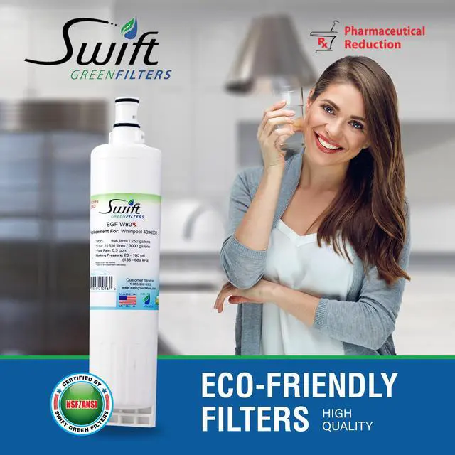 Alt view image 2 of 7 - Swift Green Filters SGF-W80 Rx Compatible Pharmaceuticals Refrigerator Water Filter for 4396508, 4396510, EDR5RXD1, FILTER 5, Made in USA